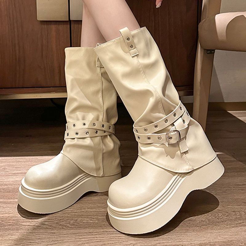Street Fashion Dress - Platform Women's High Boots High Heels