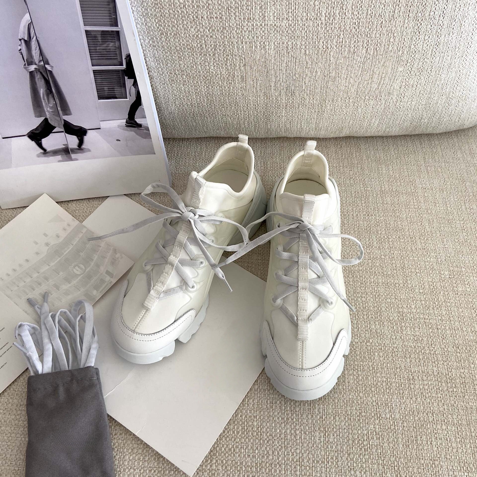 Chunky Sneaker Platform - Brand Discount Women's Platform Sneakers Leather-Trimmed