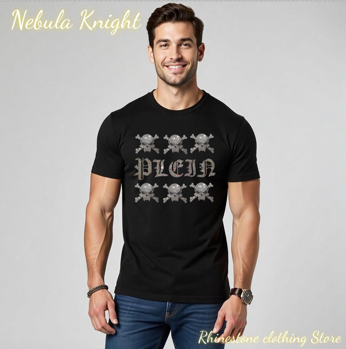 Street Fashion Walking - Summer Casual Men Sparkling Rhinestone Cotton