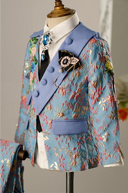 Street Fashion Walking - 2023 Latest Design Boys Suits Jacquard
