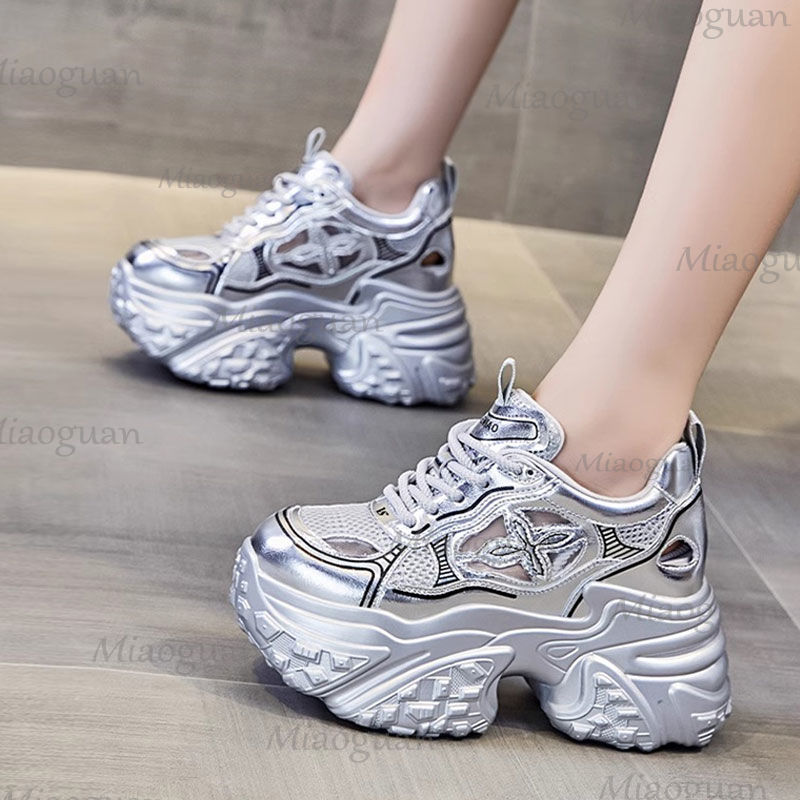 Chunky Sneaker Platform - Women Fashion 7CM Platform Sneakers Mesh
