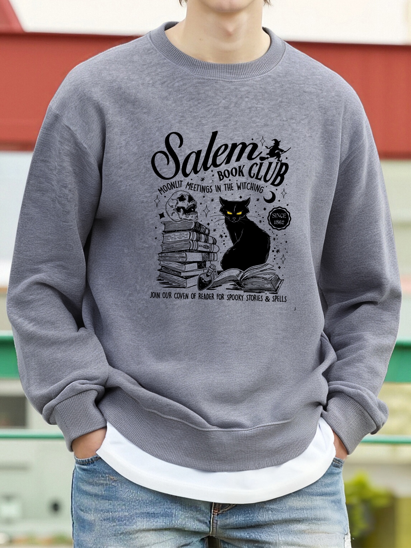 Street Fashion Elements - Salem Book Club Printed Sweatshirt Fashion
