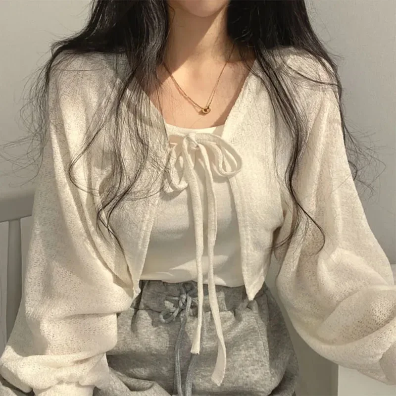 Summer Women Knitted Cardigan  - مراجعة Korean Street Fashion Female وسعره