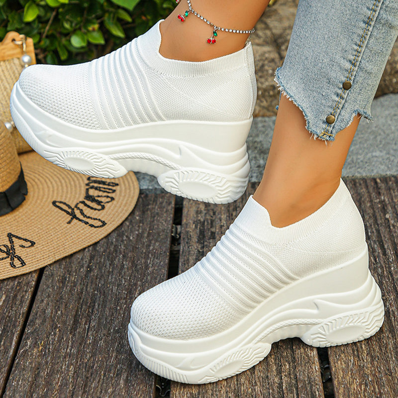 Women's Knitted White Chunky S - مراجعة Chunky Sneaker Platform وسعره