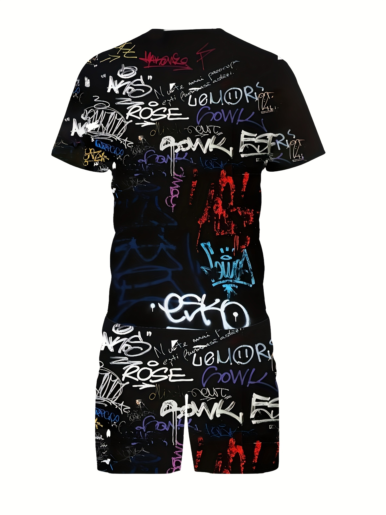 2026 Summer New Men's Short-Sl - مراجعة Street Fashion Graffiti وسعره