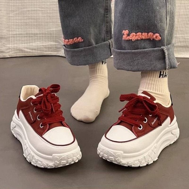Spring Chunky White Sneakers f - مراجعة Chunky Sneaker Platform وسعره
