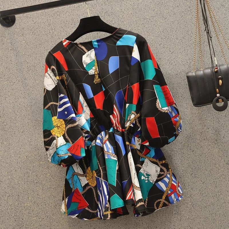 Geometric Printing Chiffon Hig - مراجعة Korean Street Fashion Female وسعره