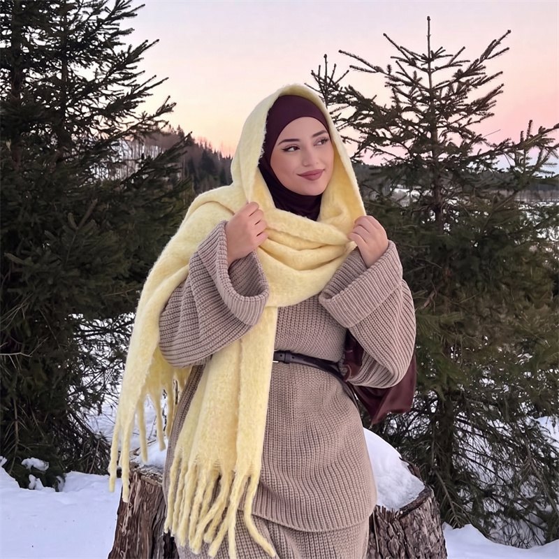 Vintage Plain Mohair Tassel Sc - مراجعة Street Fashion Hijab وسعره