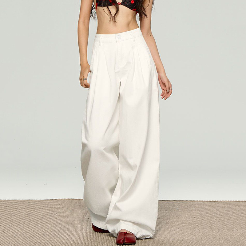 Korean White Loose Straight Le - مراجعة Korean Street Fashion Female وسعره