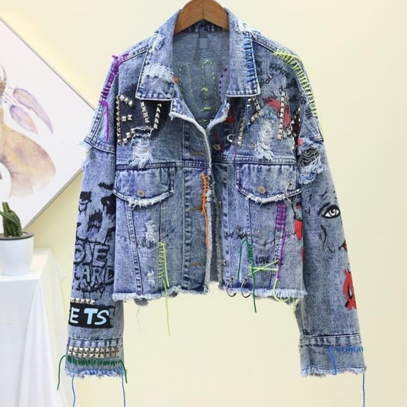 Trendy Graffiti Casual Denim S - مراجعة Street Fashion Graffiti وسعره