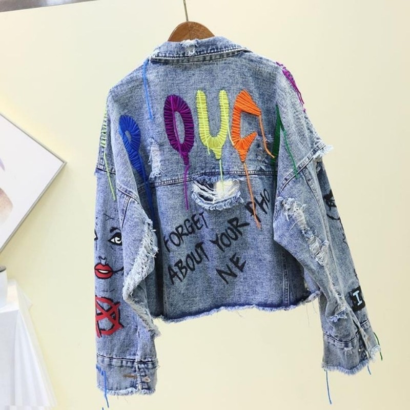 Trendy Graffiti Casual Denim S - مراجعة Street Fashion Graffiti وسعره