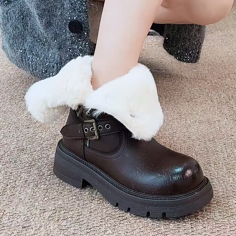 Fur Ankle Boots Women Flats De - مراجعة Street Fashion Dress وسعره