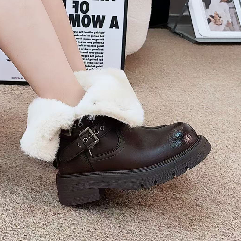 Fur Ankle Boots Women Flats De - مراجعة Street Fashion Dress وسعره