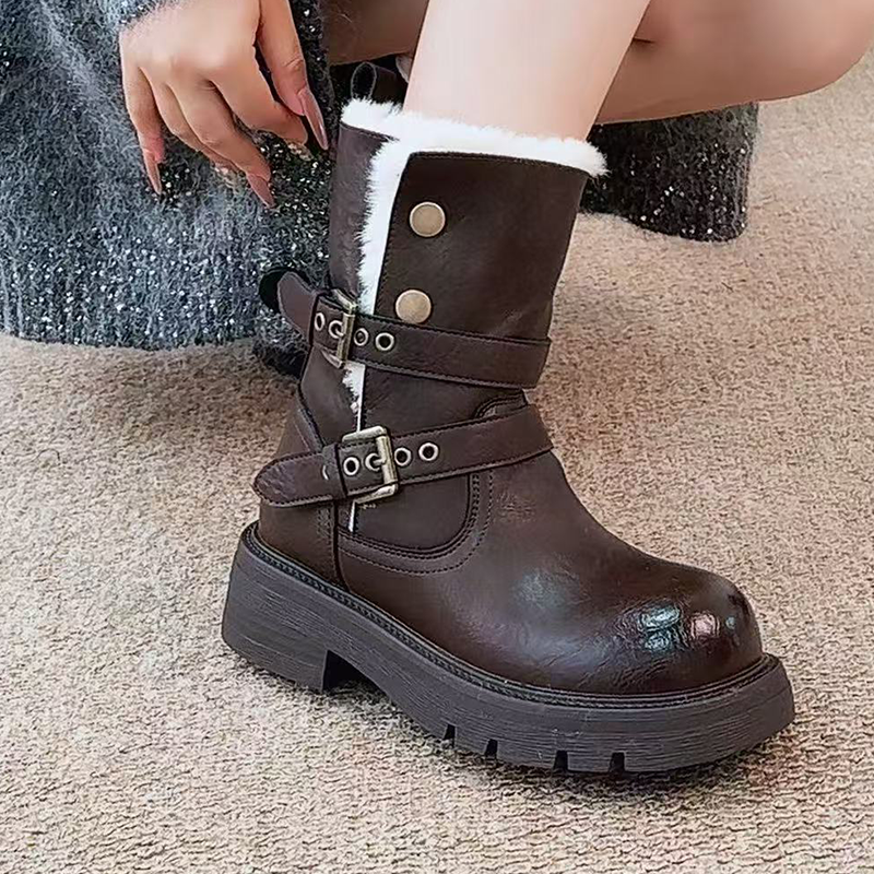 Fur Ankle Boots Women Flats De - مراجعة Street Fashion Dress وسعره