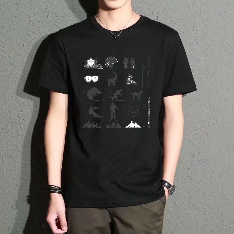 Men's Black Round-Neck Short-S - مراجعة Street Fashion Elements وسعره