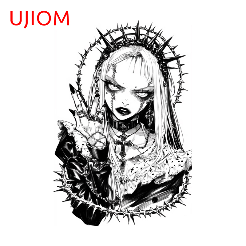 UJIOM Gothic Girl Black White  - مراجعة Street Fashion Graffiti وسعره